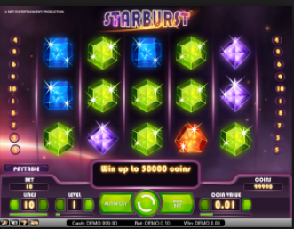 Starburst spilleautomat med bokstaver og en sterk grafikk